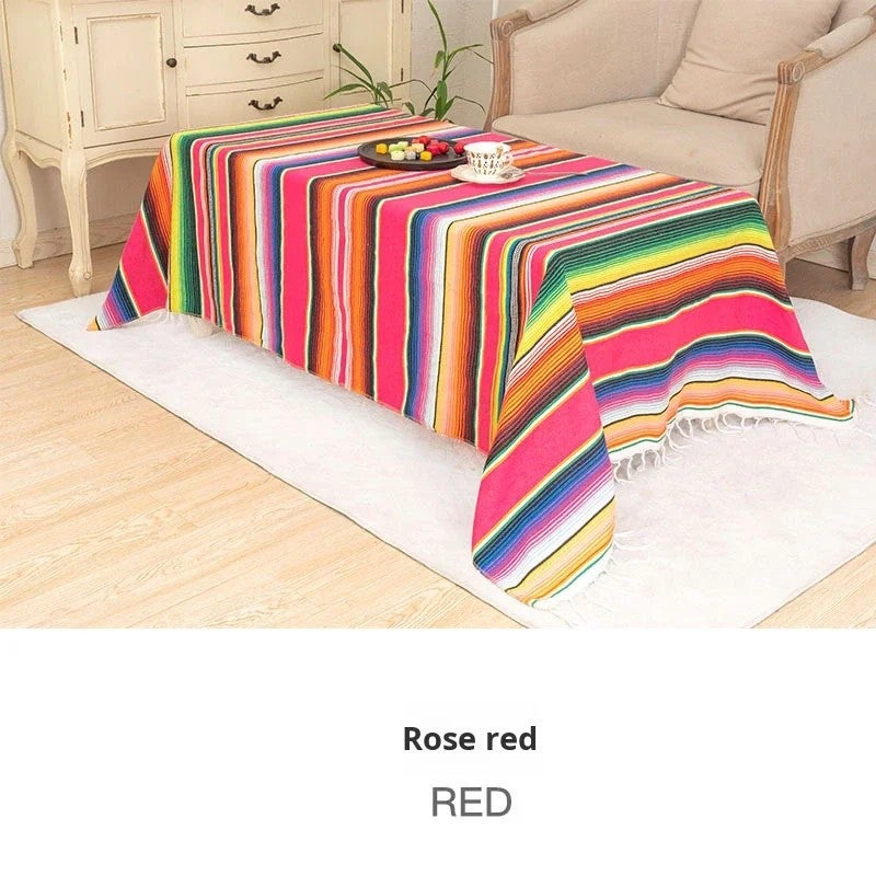 Bluejw In-Stock Cross-Border for Pinbo Modern Rectangle Mexican Party Tablecloth Table Runner Woven with Tassels Blanket - Image 3